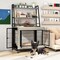 MDF Metal Dog Crate with Storage Shelves and Wheels and Flip-Top